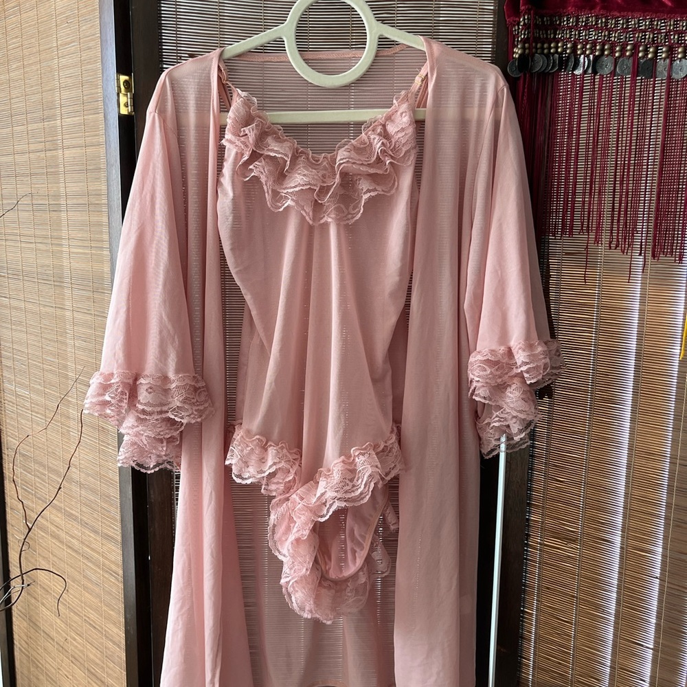 Elegant Pink Lace Trimmed Lingerie
